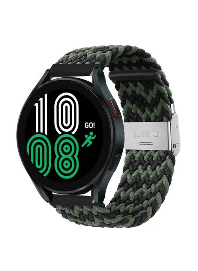 بيرفيي سوار حلقي منفرد مضفر قابل للتعديل لساعة سامسونج جالاكسي 4 قياس 40/44 مم أسود/أخضر - Image 2