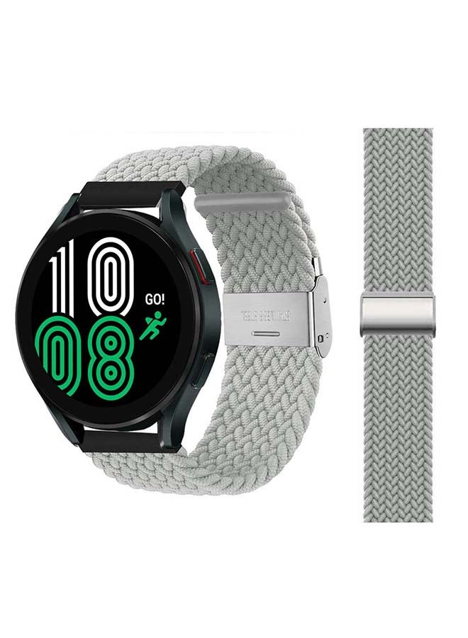 بيرفيي سوار حلقي منفرد مضفر قابل للتعديل لساعة سامسونج جالاكسي 4 قياس 40/44 مم أبيض لؤلؤي