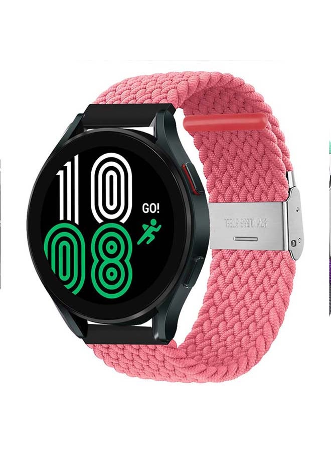 Perfii Adjustable Braided Solo Loop Band For Samsung Galaxy Watch4 40/44mm Pink - Image 2