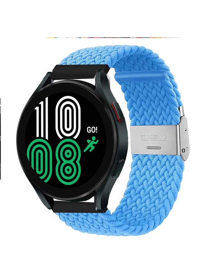 Perfii Adjustable Braided Solo Loop Band For Samsung Galaxy Watch4 40/44mm Sky Blue - Image 2