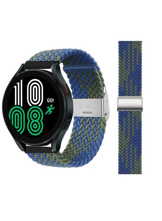 Perfii Adjustable Braided Solo Loop Band For Samsung Galaxy Watch4 40/44mm Blue/Green - Image 1