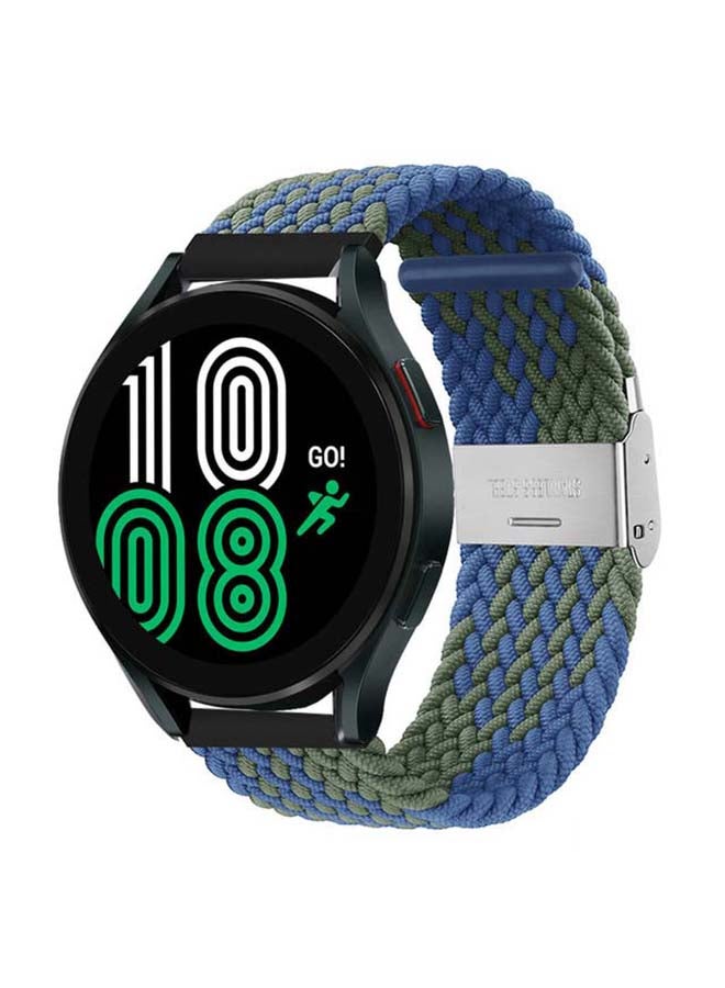 Perfii Adjustable Braided Solo Loop Band For Samsung Galaxy Watch4 40/44mm Blue/Green - Image 2