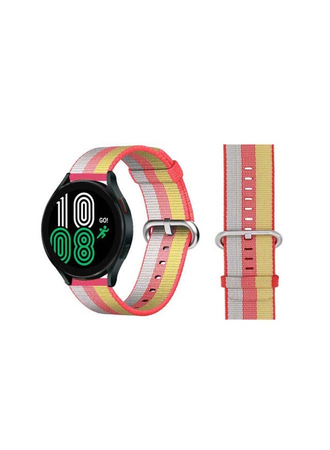 Perfii Woven Nylon Replacement Band For Samsung Galaxy Watch4 40/44mm Red/Yellow - Image 1