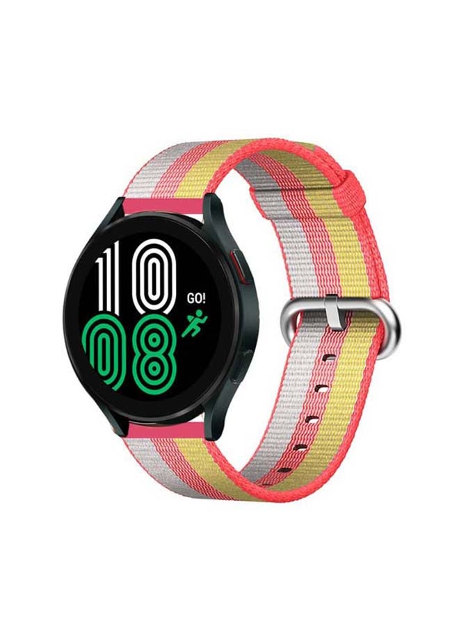 Perfii Woven Nylon Replacement Band For Samsung Galaxy Watch4 40/44mm Red/Yellow - Image 2