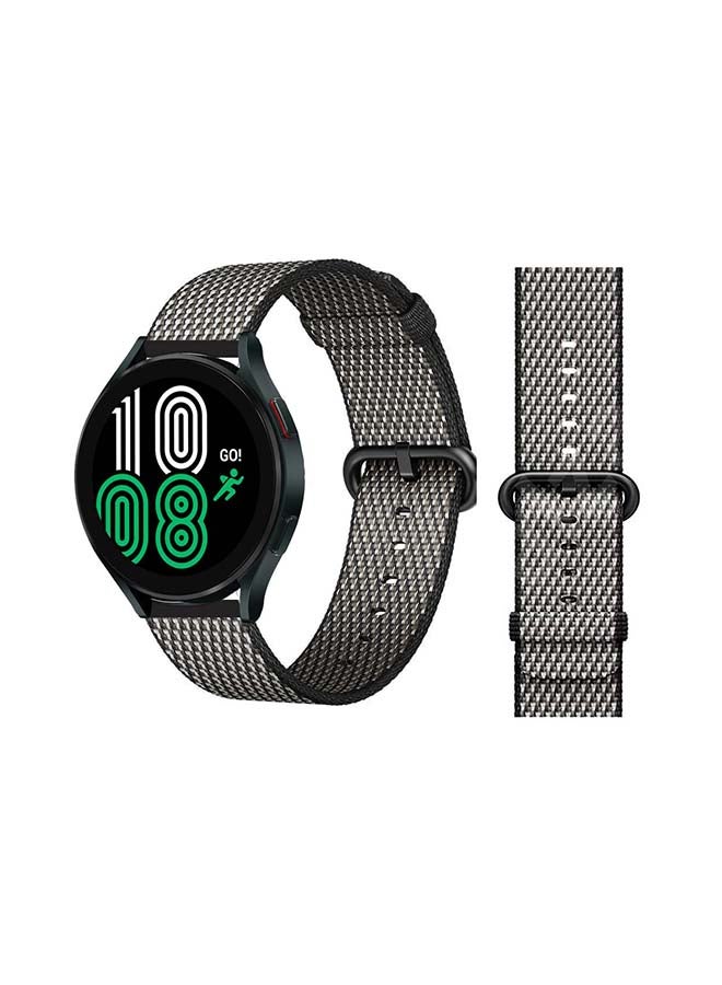 Perfii Woven Nylon Replacement Band For Samsung Galaxy Watch4 40/44mm Black Check - Image 1