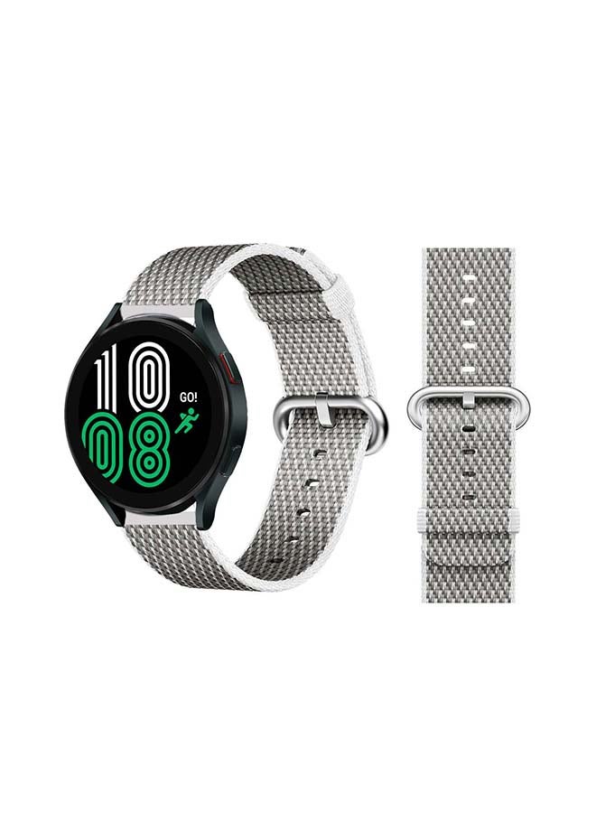Perfii Woven Nylon Replacement Band For Samsung Galaxy Watch4 40/44mm White Check - Image 1