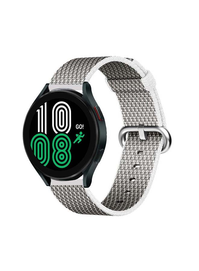 Perfii Woven Nylon Replacement Band For Samsung Galaxy Watch4 40/44mm White Check - Image 2