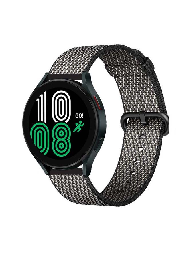 Perfii Woven Nylon Replacement Band For Samsung Galaxy Watch4 40/44mm Black Check - Image 2