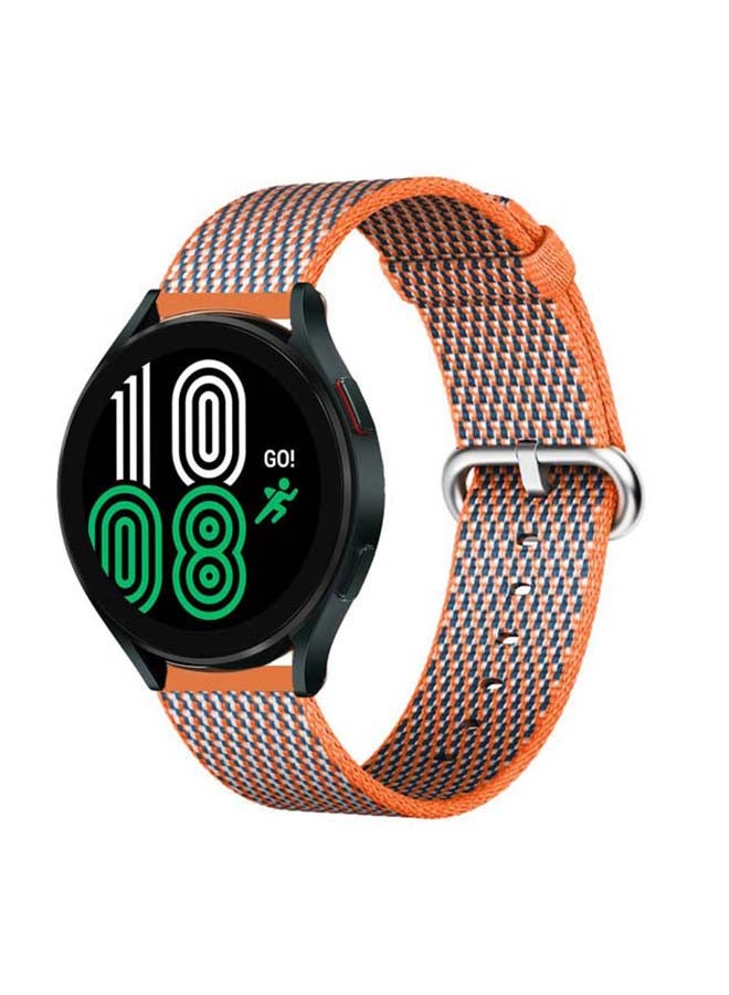Perfii Woven Nylon Replacement Band For Samsung Galaxy Watch4 40/44mm Orange Check - Image 2