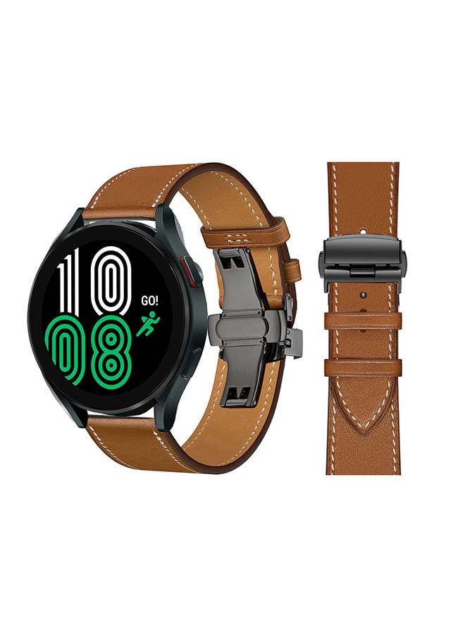بيرفيي سوار بديل من الجلد الطبيعي لساعة سامسونج جالاكسي 4 مقاس 40/44 مم بني - Image 1