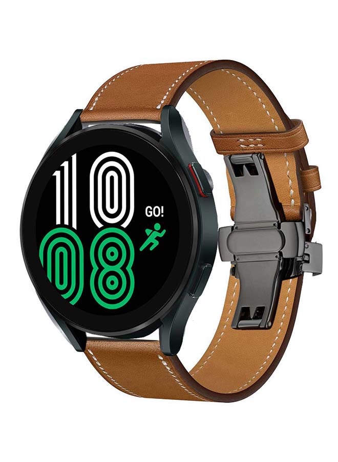 بيرفيي سوار بديل من الجلد الطبيعي لساعة سامسونج جالاكسي 4 مقاس 40/44 مم بني - Image 2