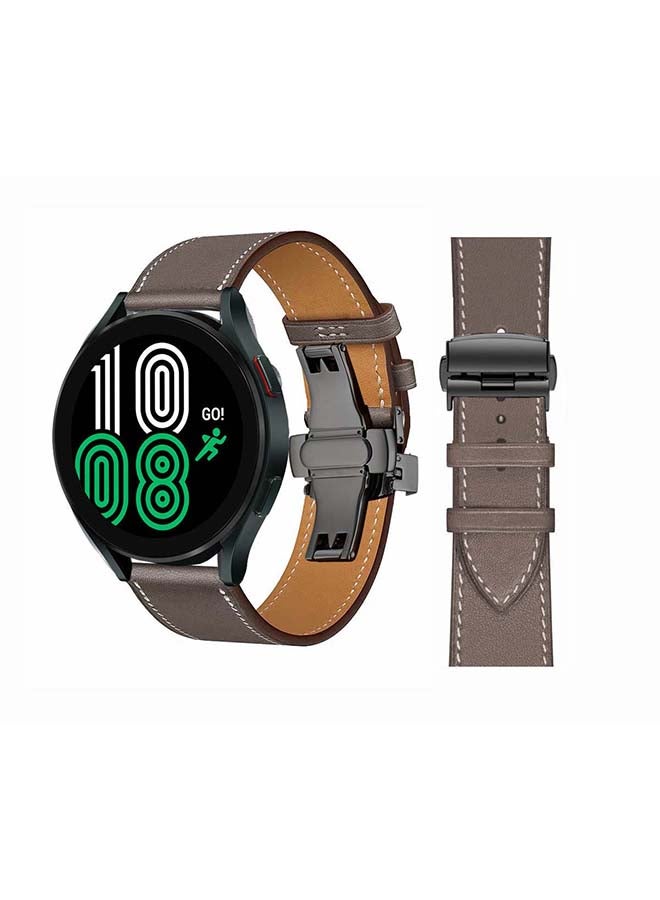 Perfii Genuine Leather Replacement Band for Samsung Galaxy Watch 4 40/44mm Grey - Image 1