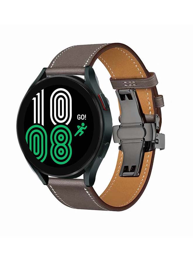 Perfii Genuine Leather Replacement Band for Samsung Galaxy Watch 4 40/44mm Grey - Image 2