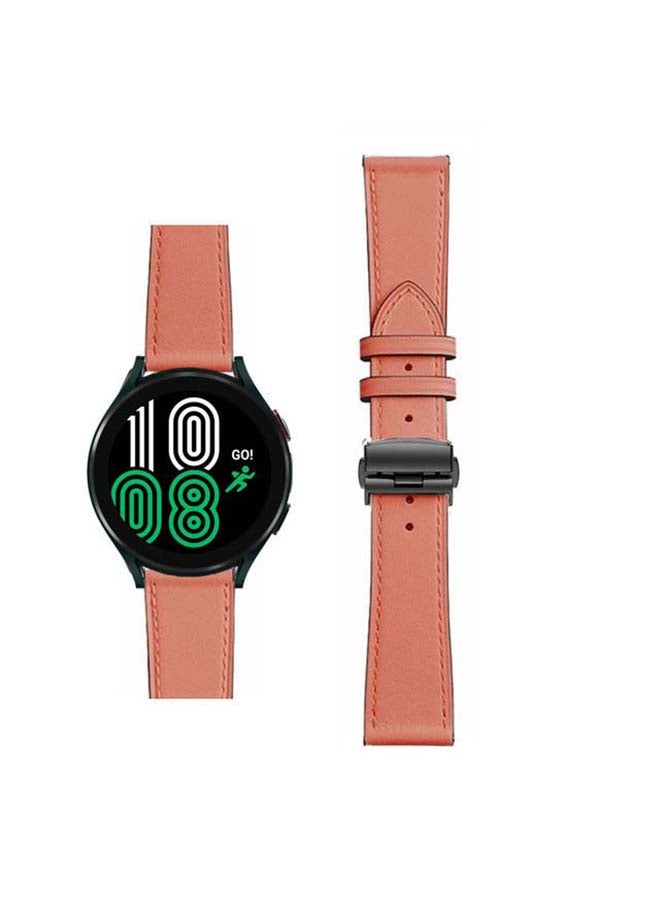 بيرفيي سوار بديل من الجلد الطبيعي لساعة سامسونج جالاكسي 4 مقاس 40/44 مم برتقالي - Image 1