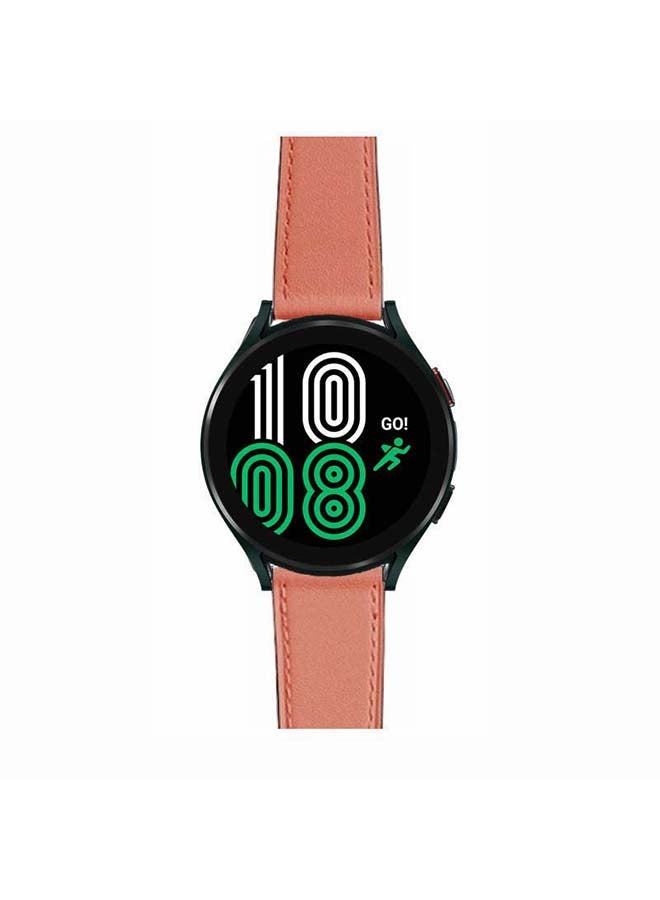 بيرفيي سوار بديل من الجلد الطبيعي لساعة سامسونج جالاكسي 4 مقاس 40/44 مم برتقالي - Image 2