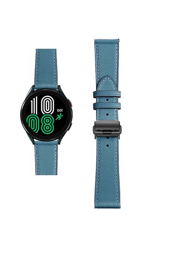 Perfii Genuine Leather Replacement Band for Samsung Galaxy Watch 4 40/44mm Blue - Image 1