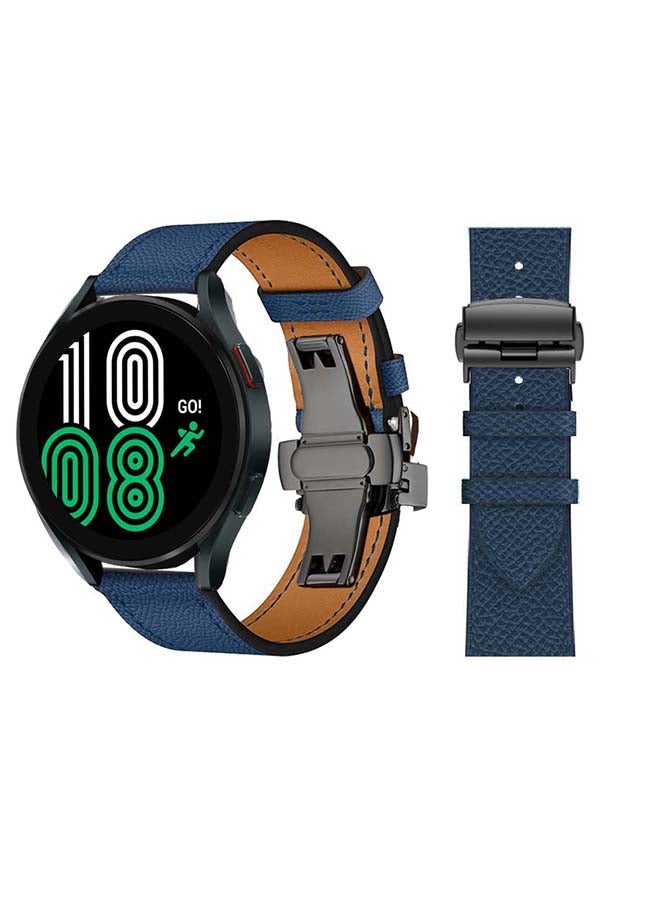 Perfii Genuine Leather Replacement Band for Samsung Galaxy Watch 4 40/44mm Blue - Image 1