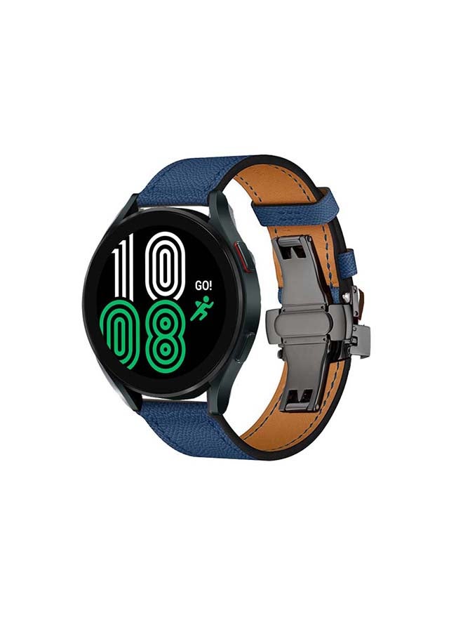 Perfii Genuine Leather Replacement Band for Samsung Galaxy Watch 4 40/44mm Blue - Image 2