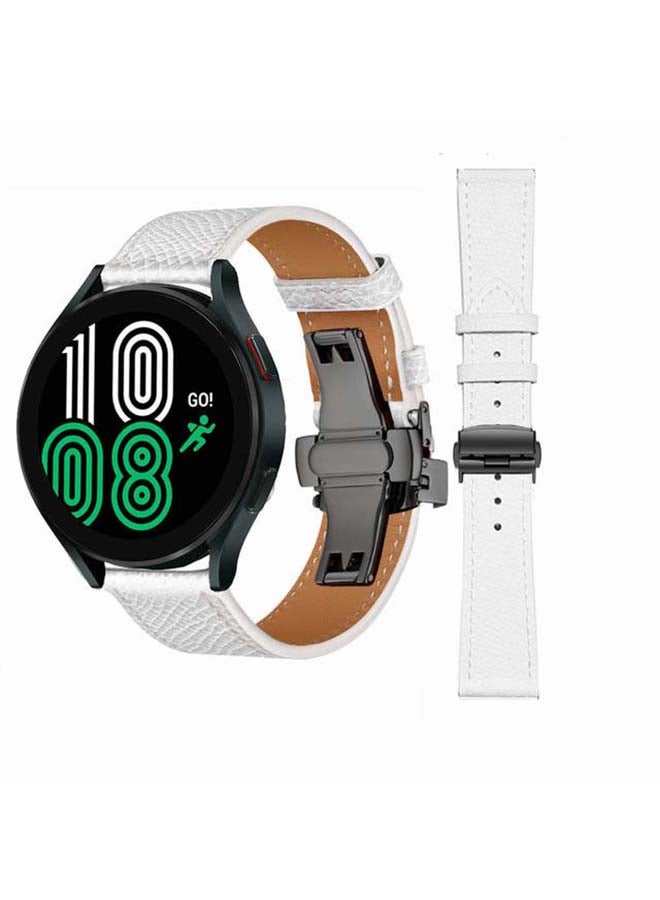 Perfii Genuine Leather Replacement Band for Samsung Galaxy Watch 4 40/44mm White - Image 1