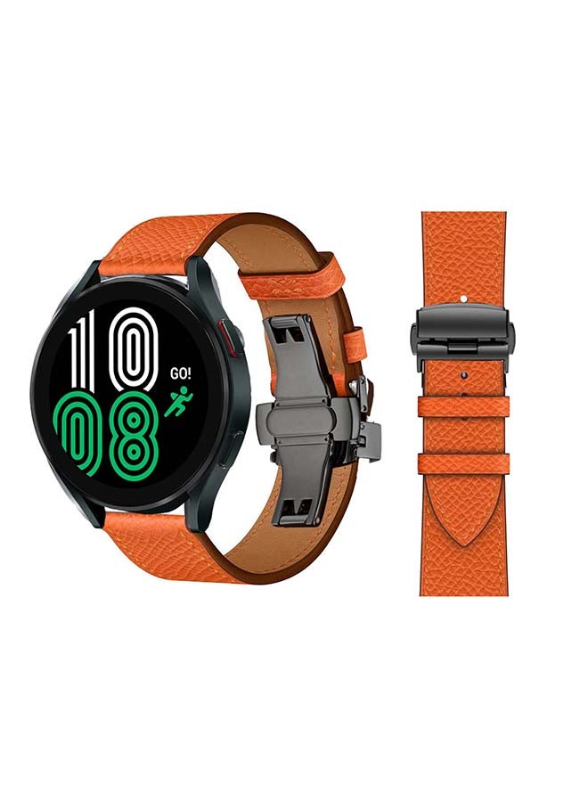 Perfii Genuine Leather Replacement Band for Samsung Galaxy Watch 4 40/44mm Orange - Image 1