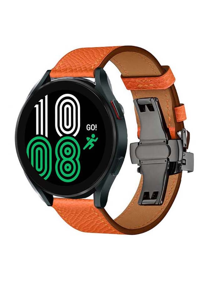 Perfii Genuine Leather Replacement Band for Samsung Galaxy Watch 4 40/44mm Orange - Image 2