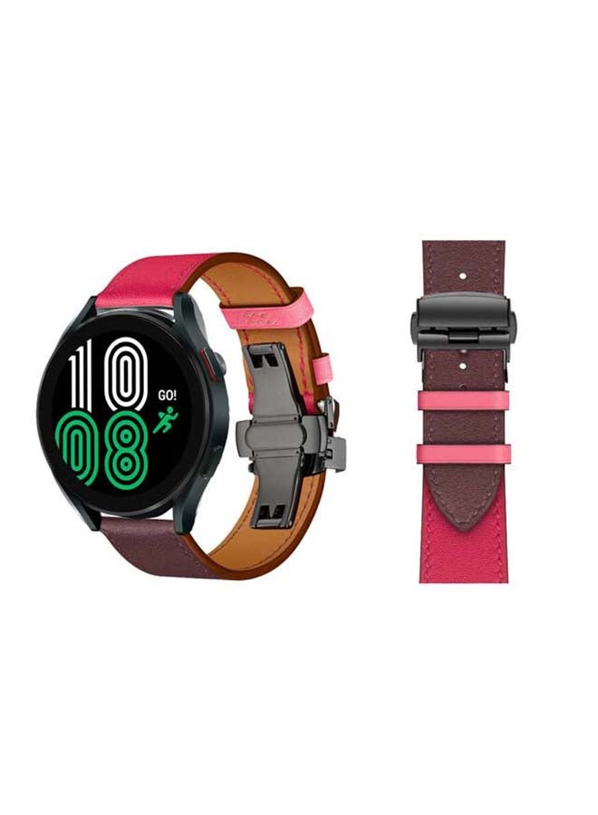 Perfii Genuine Leather Replacement Band for Samsung Galaxy Watch 4 40/44mm Red - Image 1