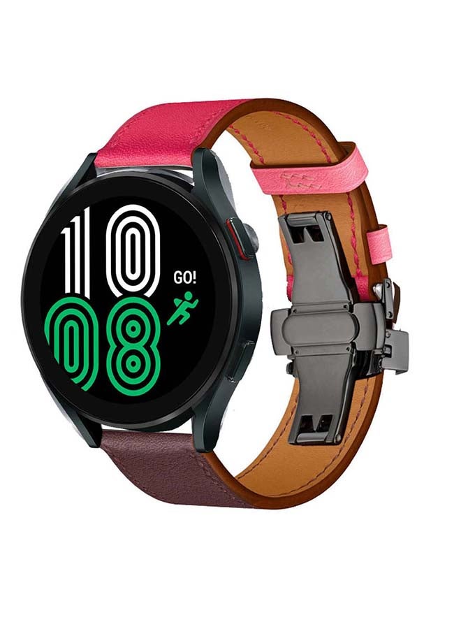 Perfii Genuine Leather Replacement Band for Samsung Galaxy Watch 4 40/44mm Red - Image 2