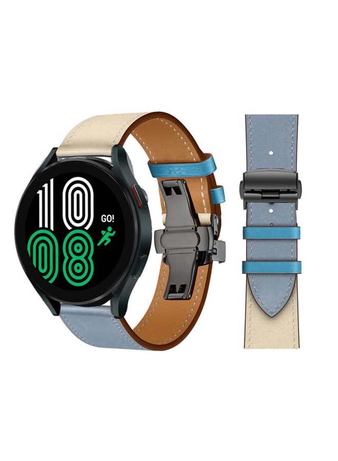 Perfii Genuine Leather Replacement Band for Samsung Galaxy Watch 4 40/44mm Blue - Image 1