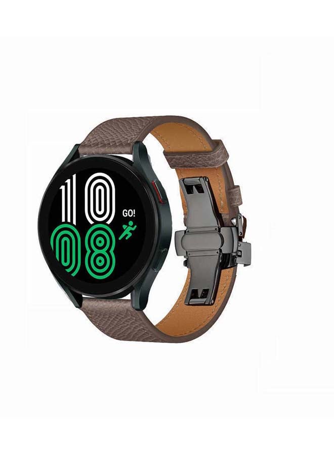 Perfii Genuine Leather Replacement Band for Samsung Galaxy Watch 4 40/44mm Grey - Image 2