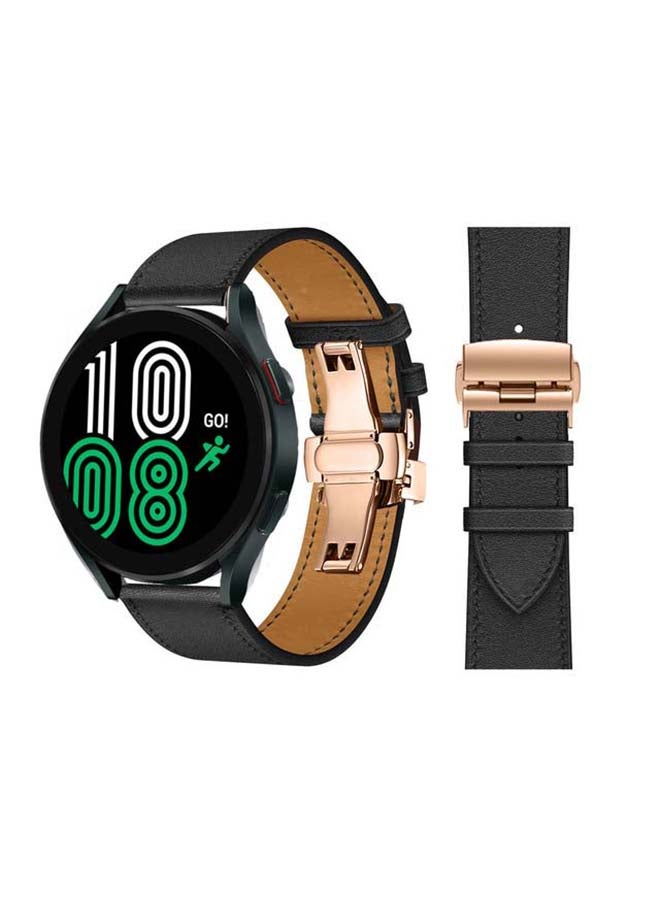 Perfii Genuine Leather Replacement Band for Samsung Galaxy Watch 4 40/44mm Black - Image 1