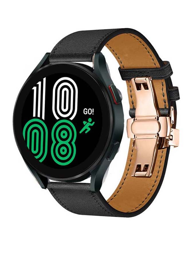 Perfii Genuine Leather Replacement Band for Samsung Galaxy Watch 4 40/44mm Black - Image 2