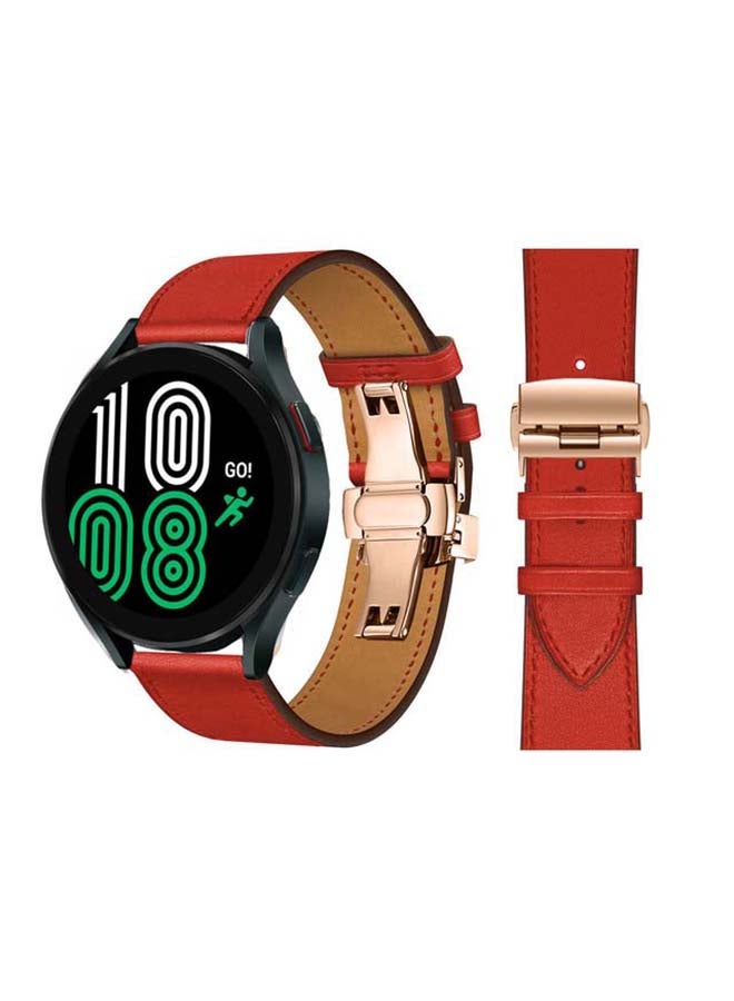 Perfii Genuine Leather Replacement Band for Samsung Galaxy Watch 4 40/44mm Red - Image 1