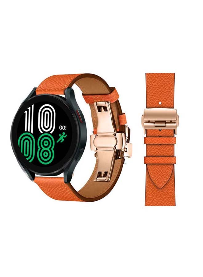 Perfii Genuine Leather Replacement Band for Samsung Galaxy Watch 4 40/44mm Orange - Image 1