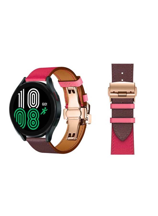 Perfii Genuine Leather Replacement Band for Samsung Galaxy Watch 4 40/44mm Red - Image 1