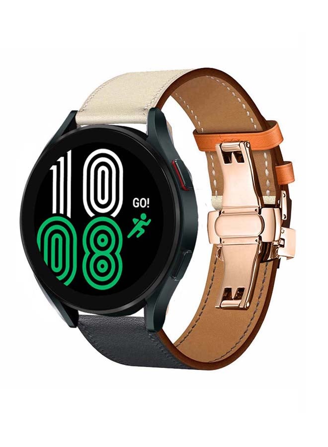 Perfii Genuine Leather Replacement Band for Samsung Galaxy Watch 4 40/44mm Blue - Image 2