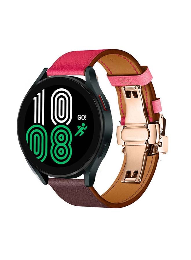 Perfii Genuine Leather Replacement Band for Samsung Galaxy Watch 4 40/44mm Red - Image 2