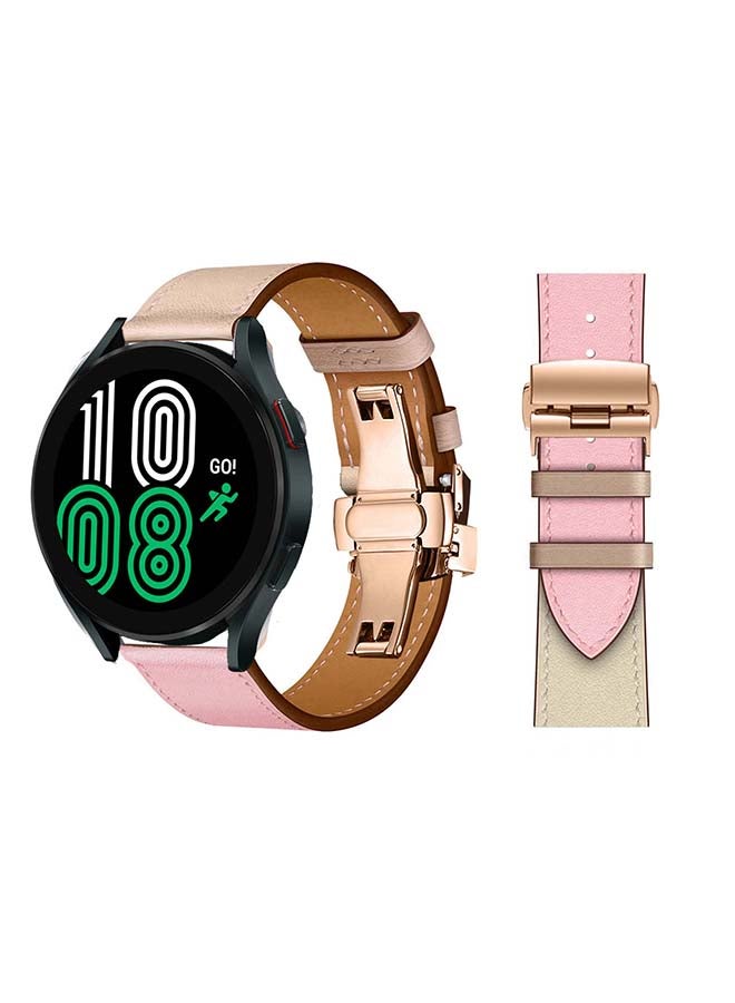 Perfii Genuine Leather Replacement Band for Samsung Galaxy Watch 4 40/44mm Pink - Image 1