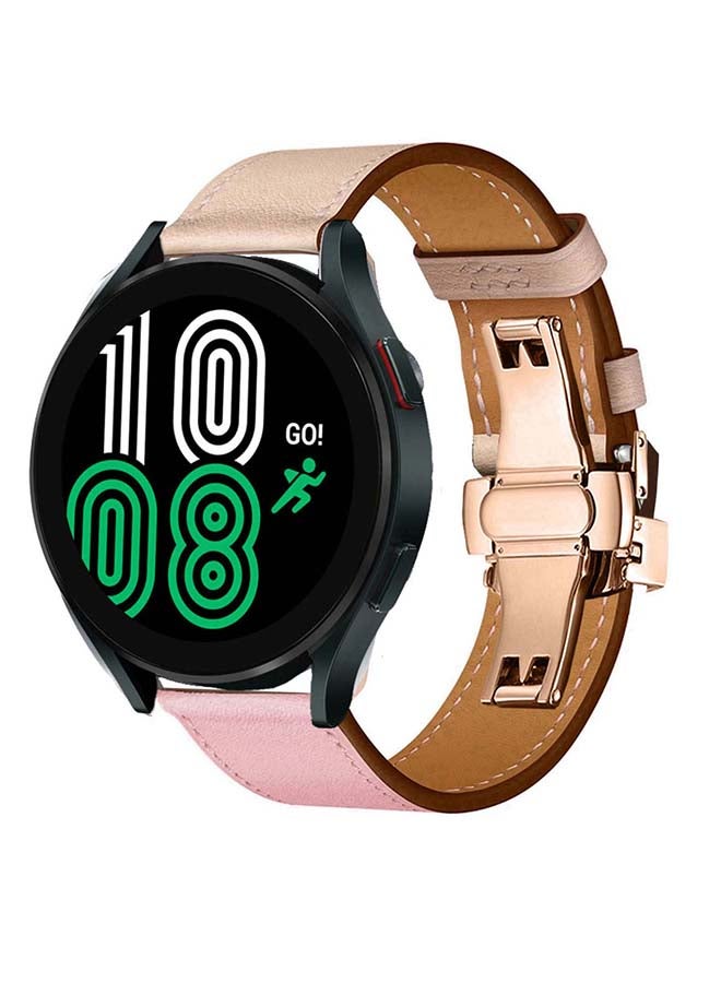 Perfii Genuine Leather Replacement Band for Samsung Galaxy Watch 4 40/44mm Pink - Image 2