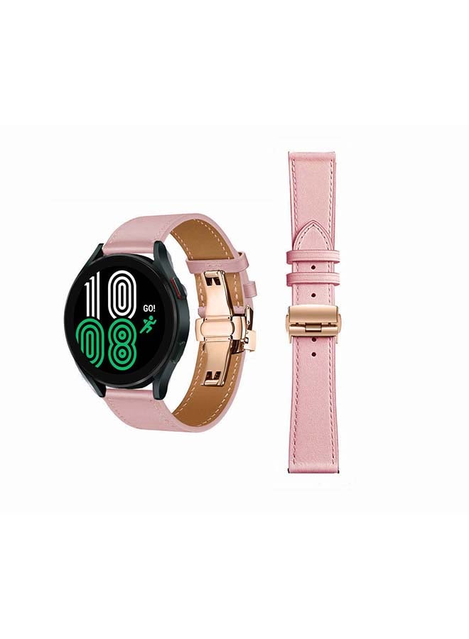 Perfii Genuine Leather Replacement Band for Samsung Galaxy Watch 4 40/44mm Pink - Image 1