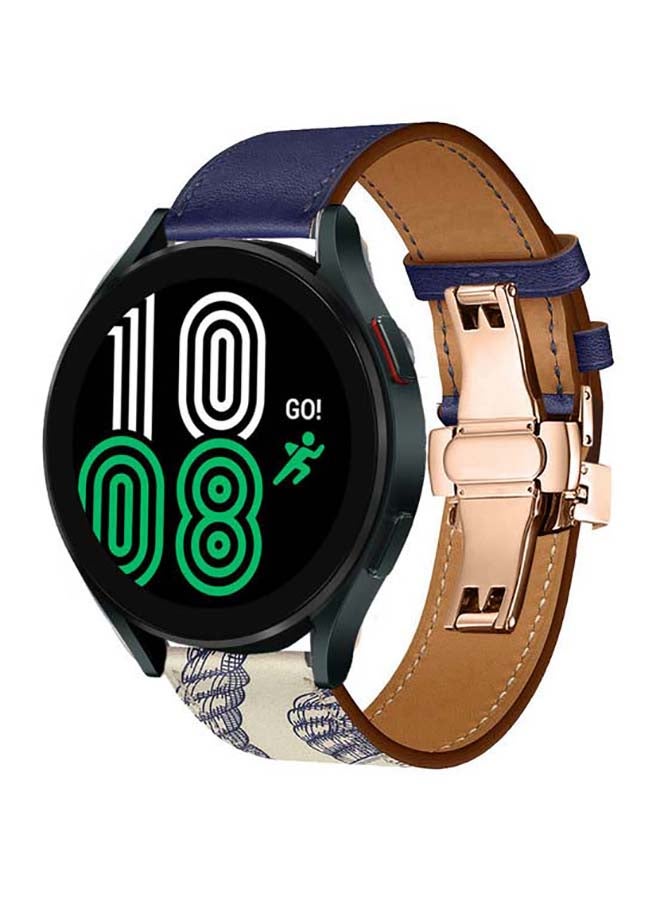 Perfii Genuine Leather Replacement Band for Samsung Galaxy Watch 4 40/44mm Blue