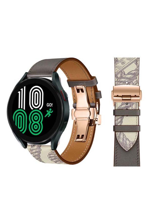 بيرفيي سوار بديل من الجلد الطبيعي لساعة سامسونج جالاكسي 4 مقاس 40/44 مم رمادي - Image 1