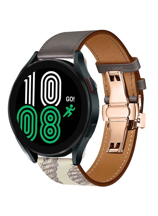 بيرفيي سوار بديل من الجلد الطبيعي لساعة سامسونج جالاكسي 4 مقاس 40/44 مم رمادي - Image 2