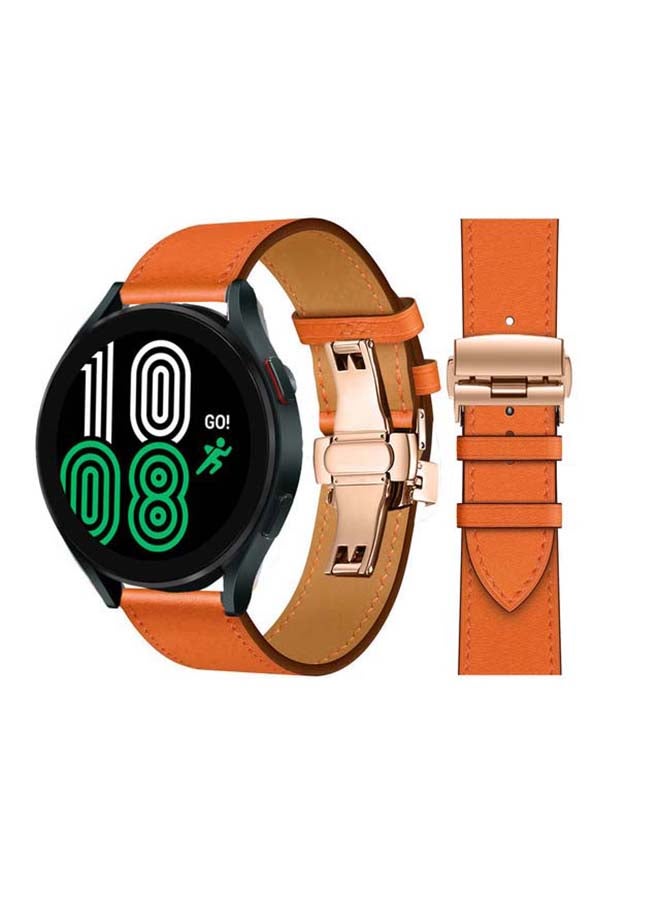 Perfii Genuine Leather Replacement Band for Samsung Galaxy Watch 4 40/44mm Orange - Image 1