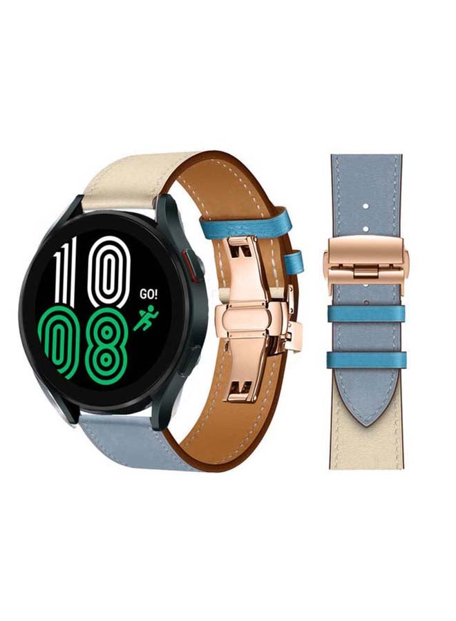 Perfii Genuine Leather Replacement Band for Samsung Galaxy Watch 4 40/44mm Blue - Image 1
