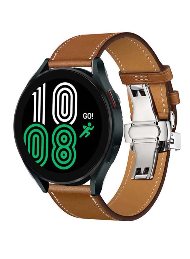 Perfii Genuine Leather Replacement Band for Samsung Galaxy Watch 4 40/44mm Supreme Brown - Image 2