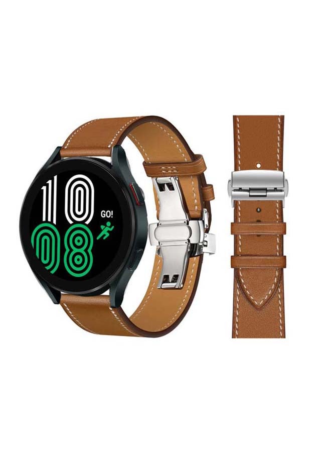 Perfii Genuine Leather Replacement Band for Samsung Galaxy Watch 4 40/44mm Supreme Brown - Image 1