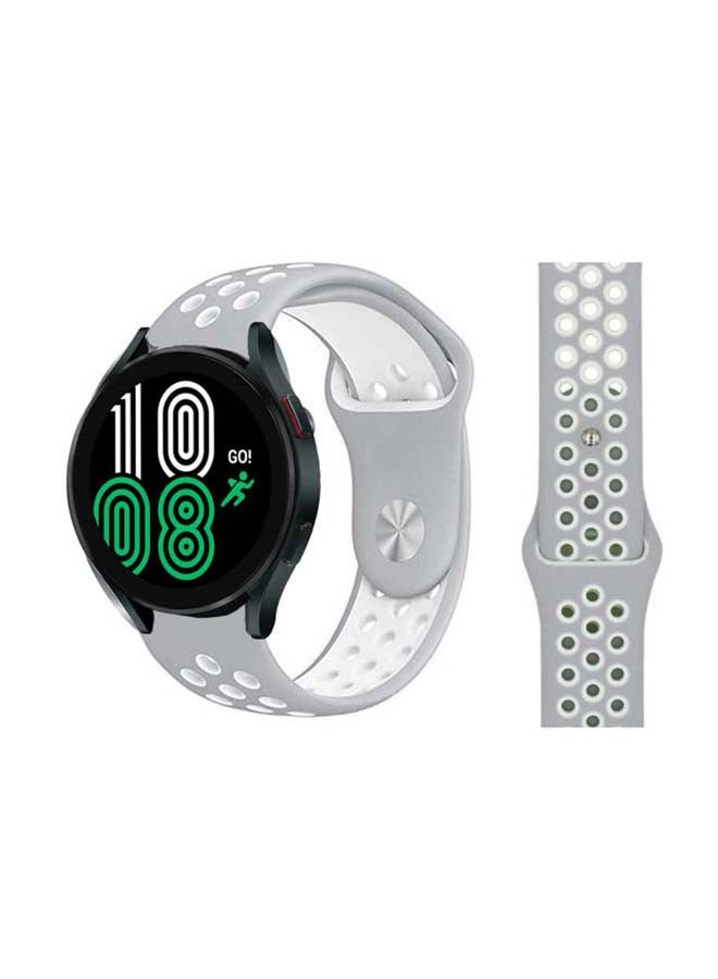 Perfii Replacement Band For Samsung Galaxy Watch 4 Silver/White - Image 1