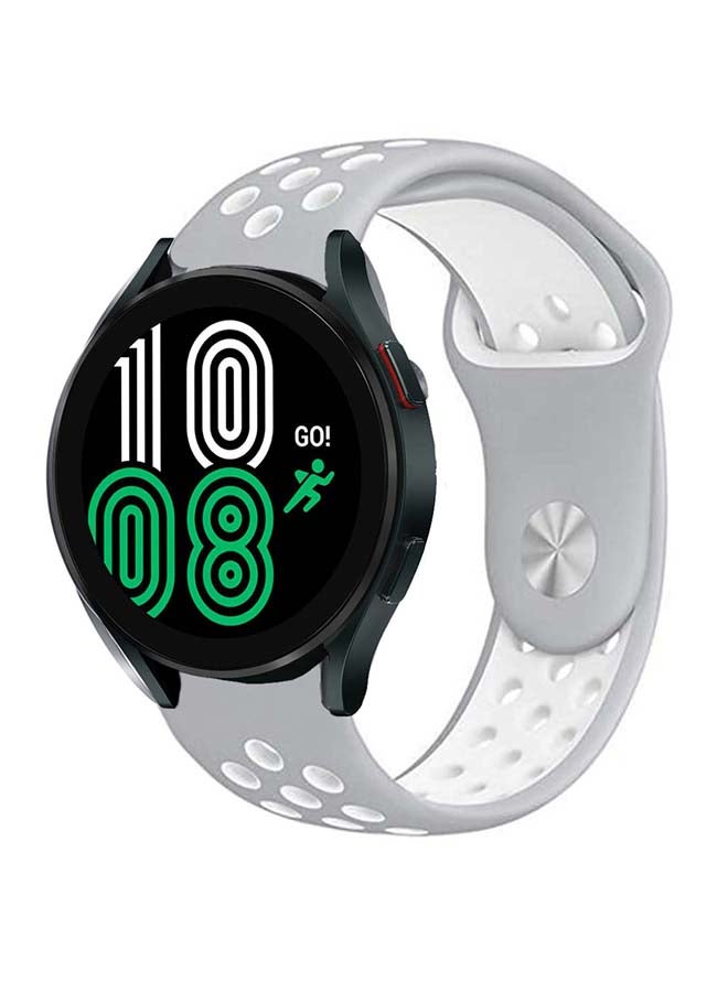 Perfii Replacement Band For Samsung Galaxy Watch 4 Silver/White - Image 2