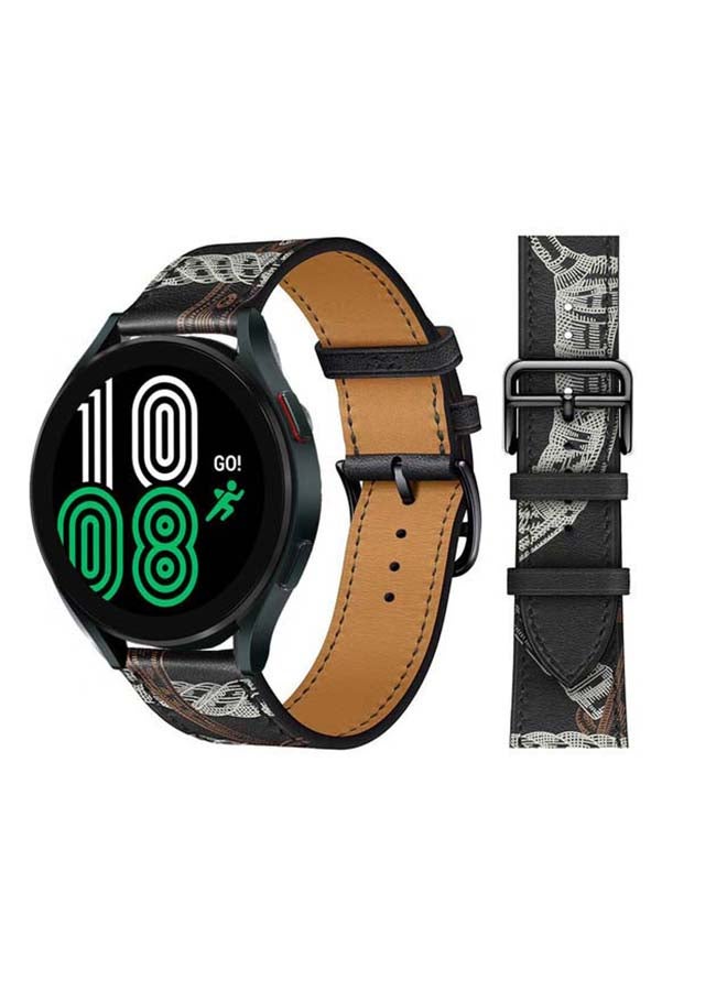 Perfii Replacement Band For Samsung Galaxy Watch4 Noir Blanc/ Black White Line - Image 1