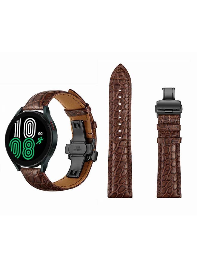 Perfii Genuine Alligator Leather Replacement Band For Samsung Galaxy Watch4 Brown Black  - Image 1